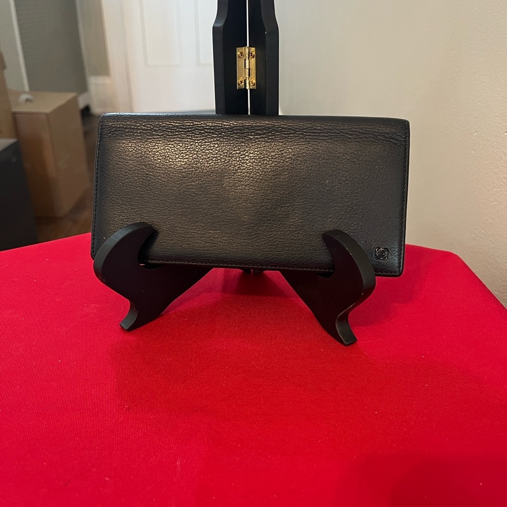 In new condition Loewe Black Leather Long Bifold Bill/card Wallet